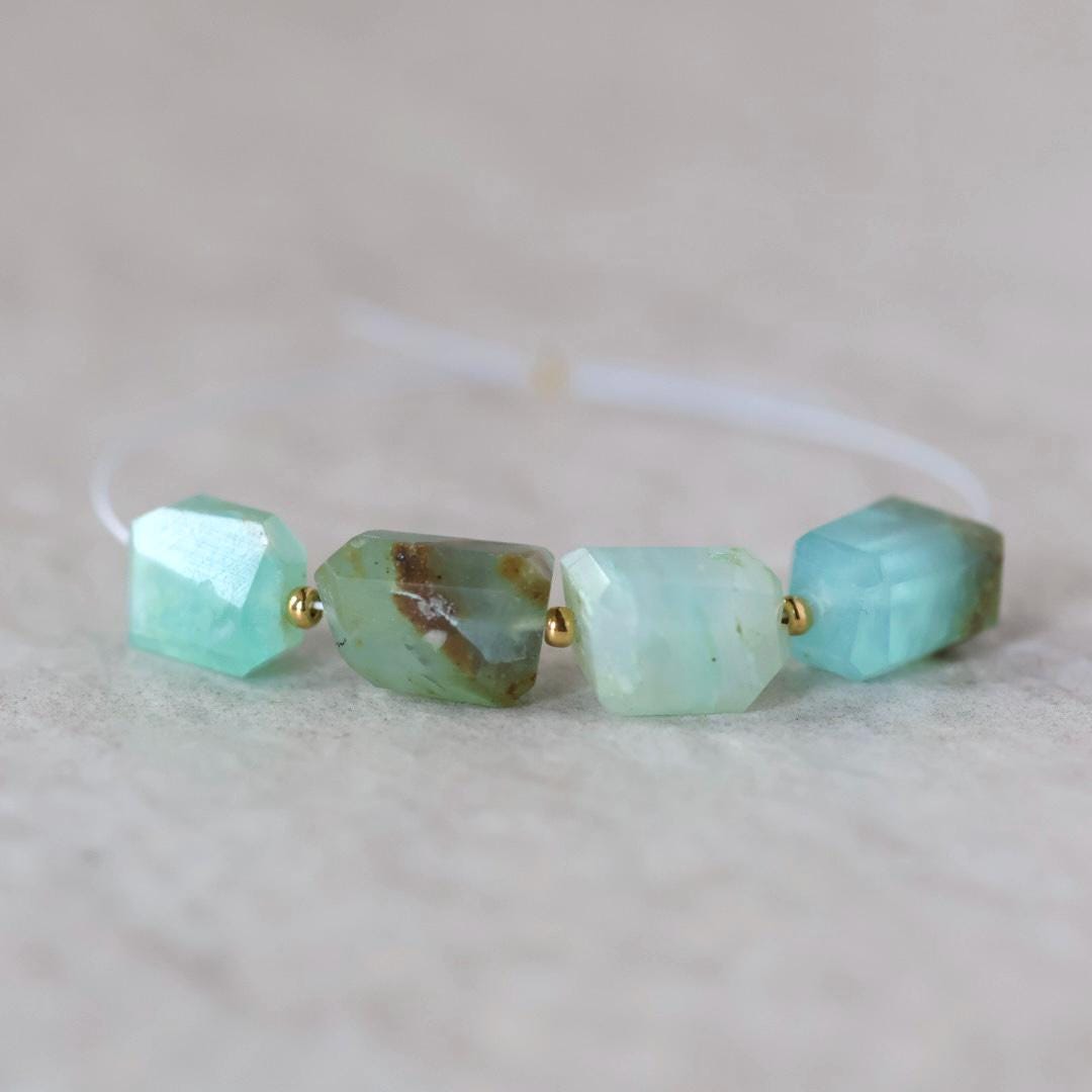 Peruvian Green Opal Nugget Beads Freeform Chunks 4 Pcs Opal Genuine Gemstone Beads Natural Opal for Jewelry Making Beading Craft Gift Beads