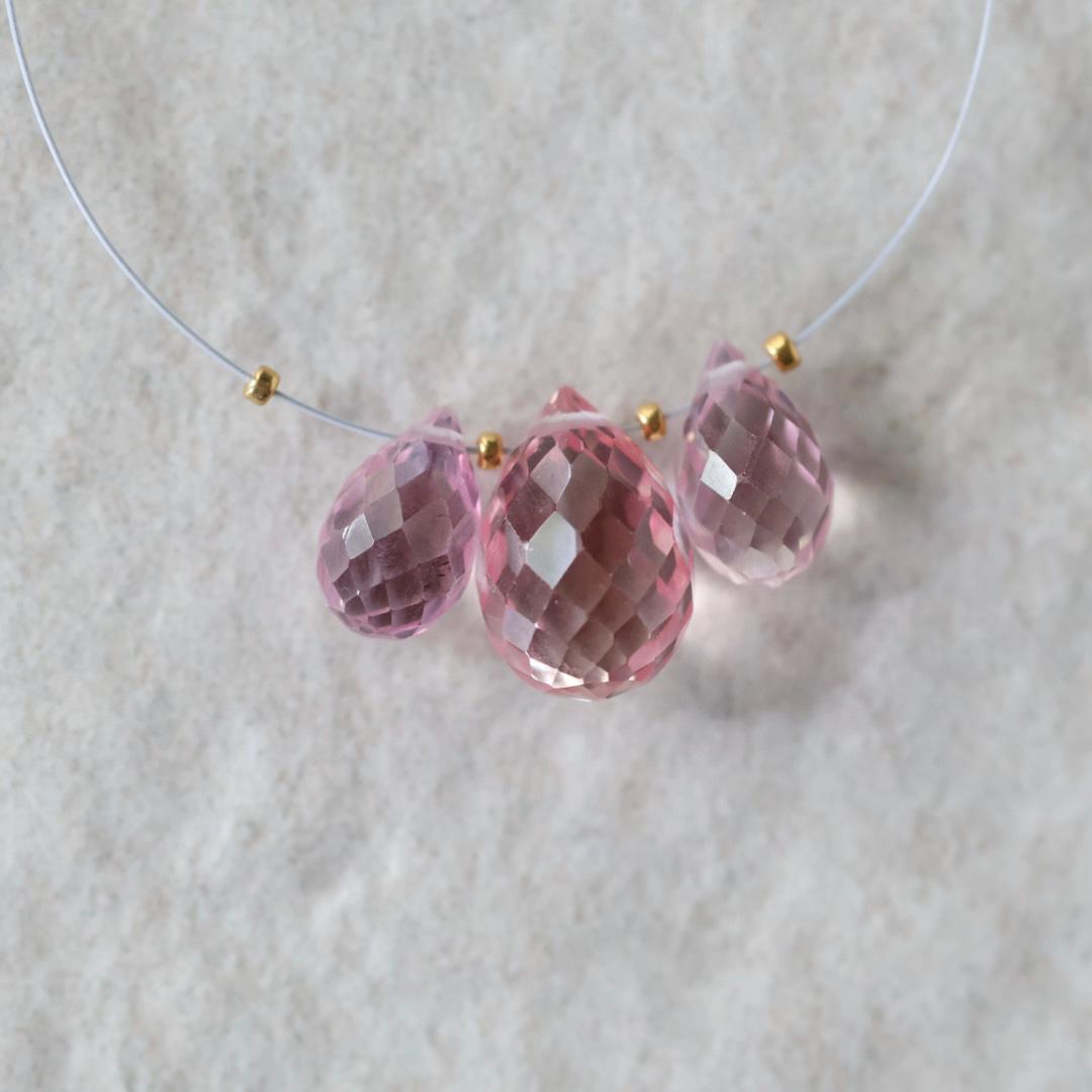 Pink Peach Padparadscha Sapphire Briolette Beads - Faceted Teardrop Pear Shape, 3 Pcs ,10-13mm