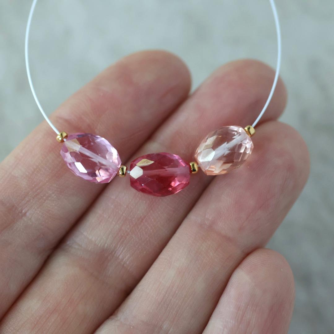 Pink Peach Padparadscha Sapphire Oval Beads Faceted 3 PCs 6x7-8mm Gemstone Beads for DIY Jewelry Making Supplies September Birthstone