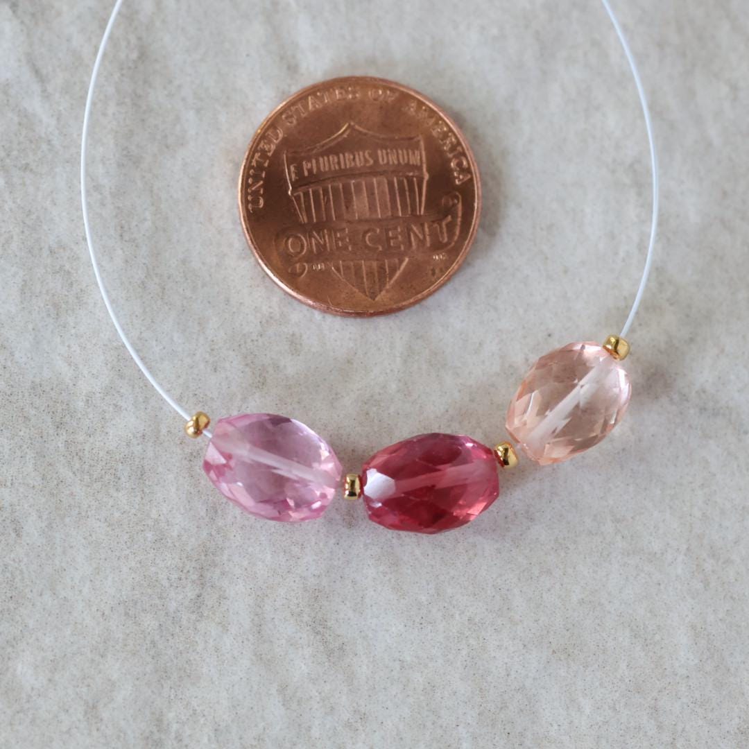 Pink Peach Padparadscha Sapphire Oval Beads Faceted 3 PCs 6x7-8mm Gemstone Beads for DIY Jewelry Making Supplies September Birthstone