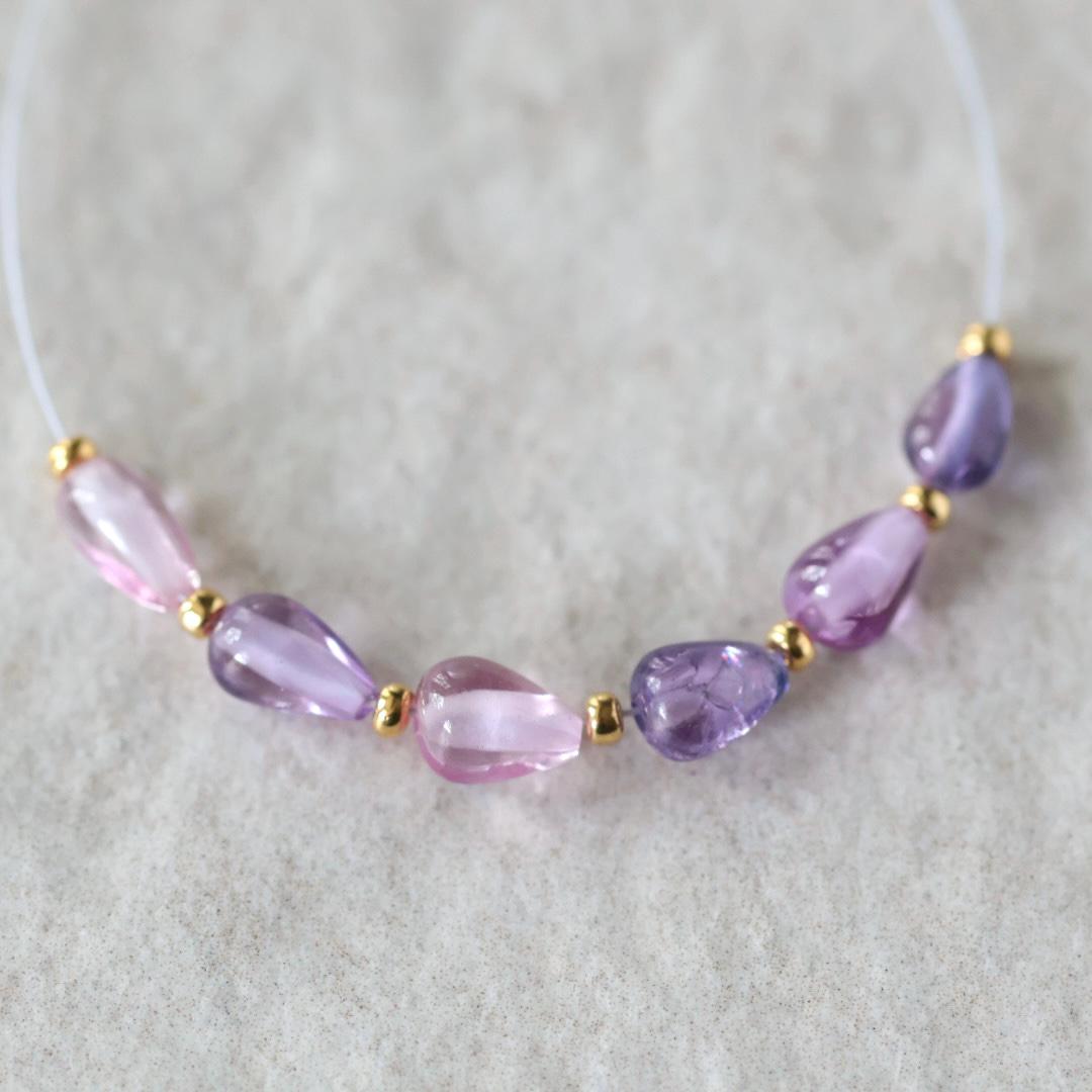 Pink Purple Sapphire Teardrop Beads - Smooth Drops Natural Gemstone 4 Pcs