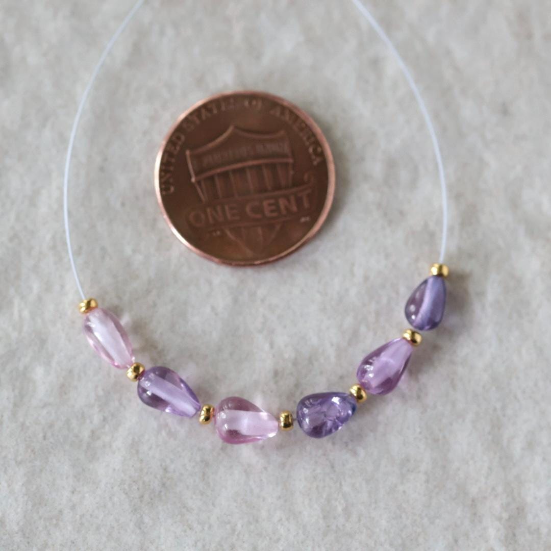 Pink Purple Sapphire Teardrop Beads - Smooth Drops Natural Gemstone 4 Pcs