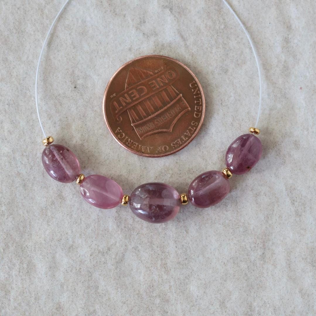 Pink Sapphire Bead Oval Smooth 5-7mm Nugget Stone Chunk Natural Gemstone for DIY Jewelry Making Supplies