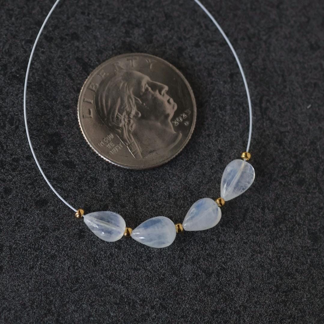 Rainbow Moonstone Teardrop Beads Smooth Oval 4 PCs Natural Gemstone for DIY Jewelry Making