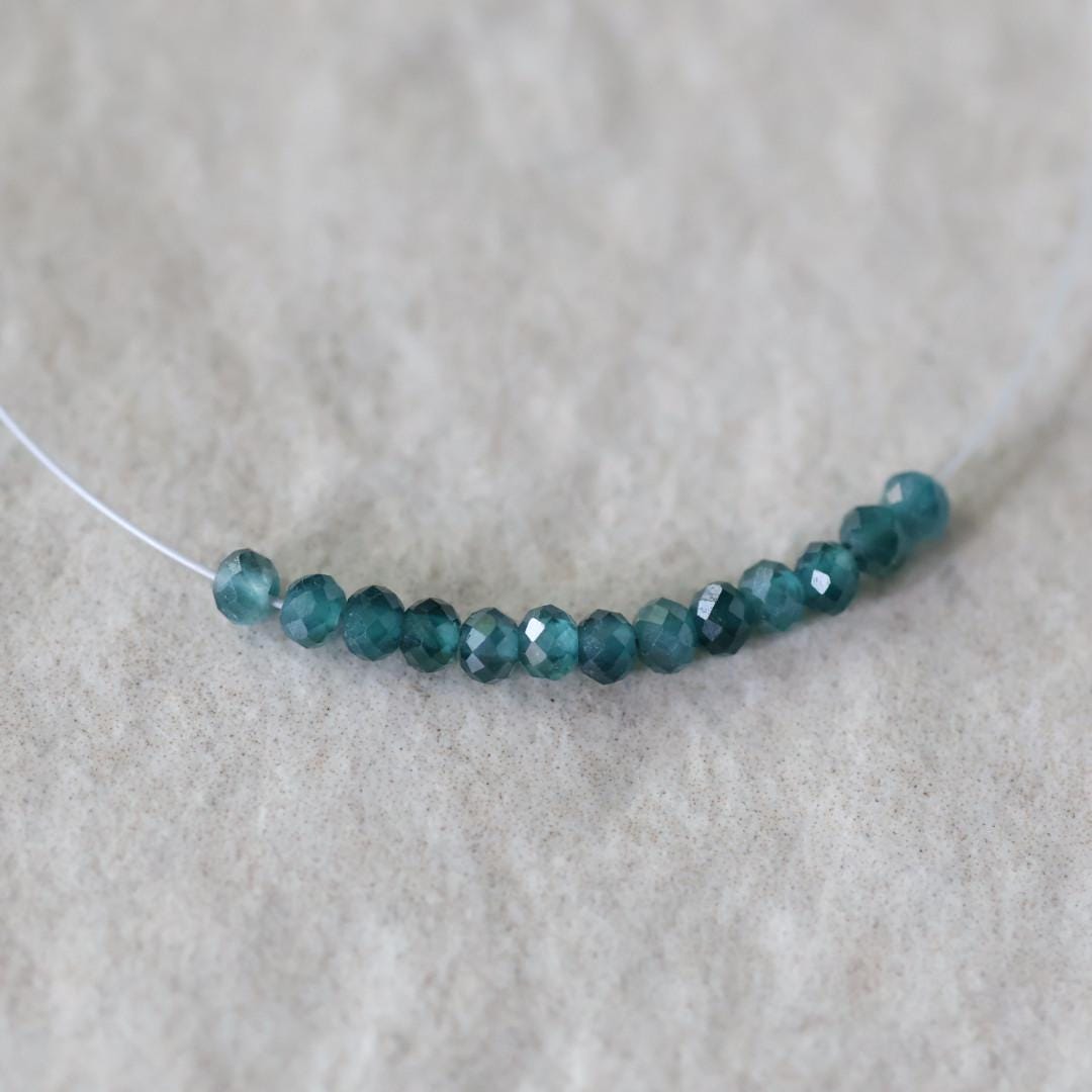 Rare 2.5mm AAA Grandidierite Faceted Beads Rondelle 1" Teal Gemstone for DIY Jewelry Making