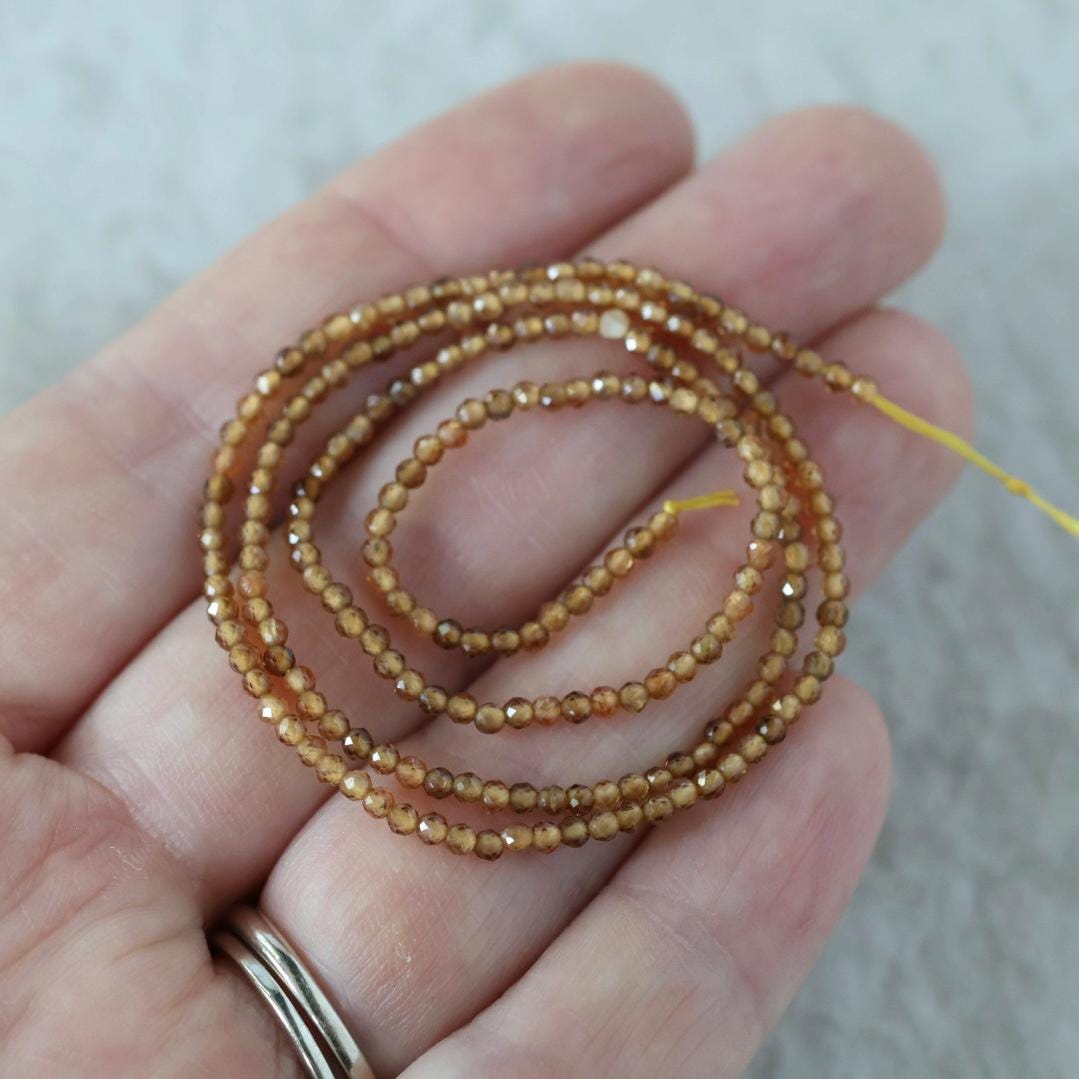Rare 2mm Topazolite Beads Faceted Yellow Garnet Natural Gemstone for DIY Jewelry Making 15” Strand