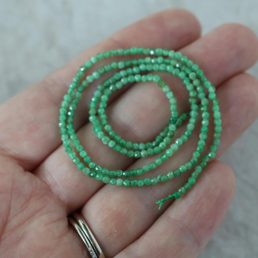 Rare 2mm Tsavorite Garnet Beads Faceted 15" Natural Raw Green Garnet Gemstone for DIY Jewelry Making