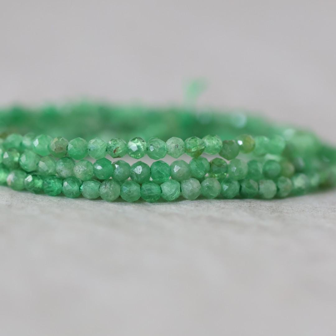 Rare 2mm Tsavorite Garnet Beads Faceted 15" Natural Raw Green Garnet Gemstone for DIY Jewelry Making