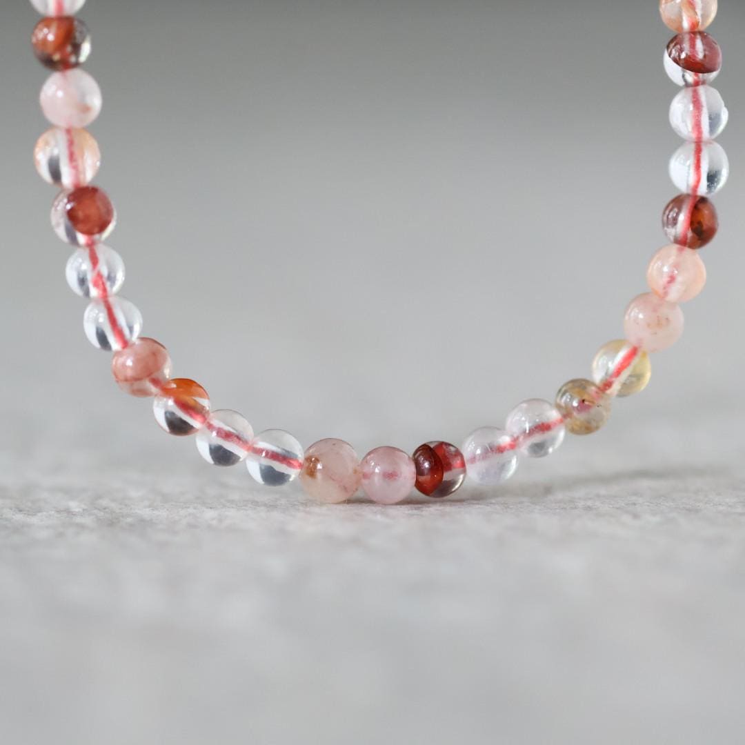 Rare 4mm Red Hematoid Quartz Beads Smooth Round Genuine Clear Quartz Beads 15" Gemstone Beads for Jewelry Making