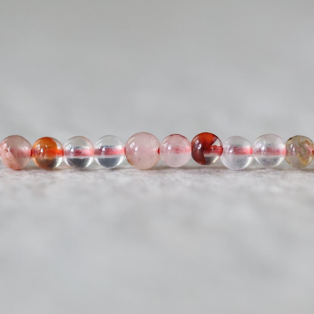 Rare 4mm Red Hematoid Quartz Beads Smooth Round Genuine Clear Quartz Beads 15" Gemstone Beads for Jewelry Making