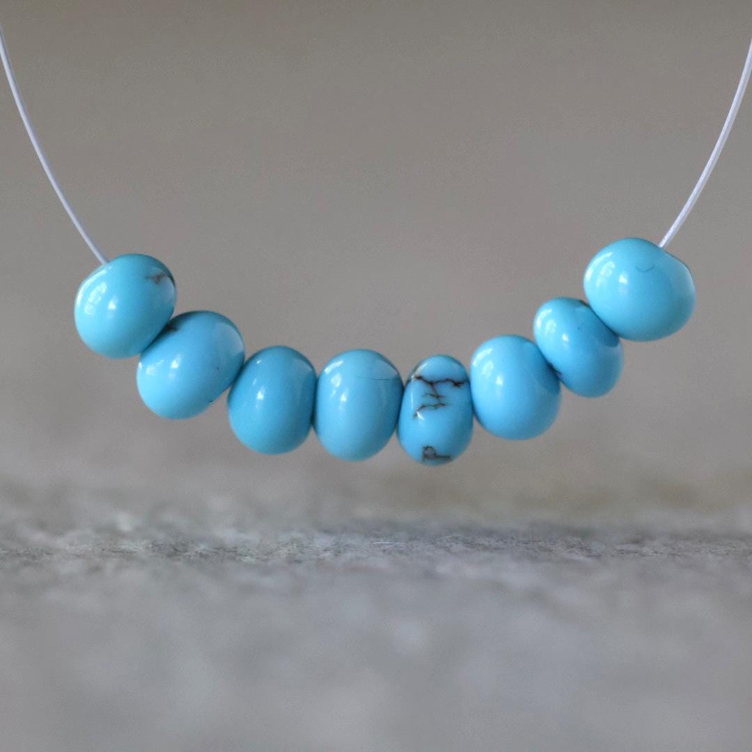Rare 5mm Egyptian Turquoise Nugget Beads Smooth Natural Rare Turquoise 8 Pcs Gemstone Beads DIY Jewelry Making December Birthstone