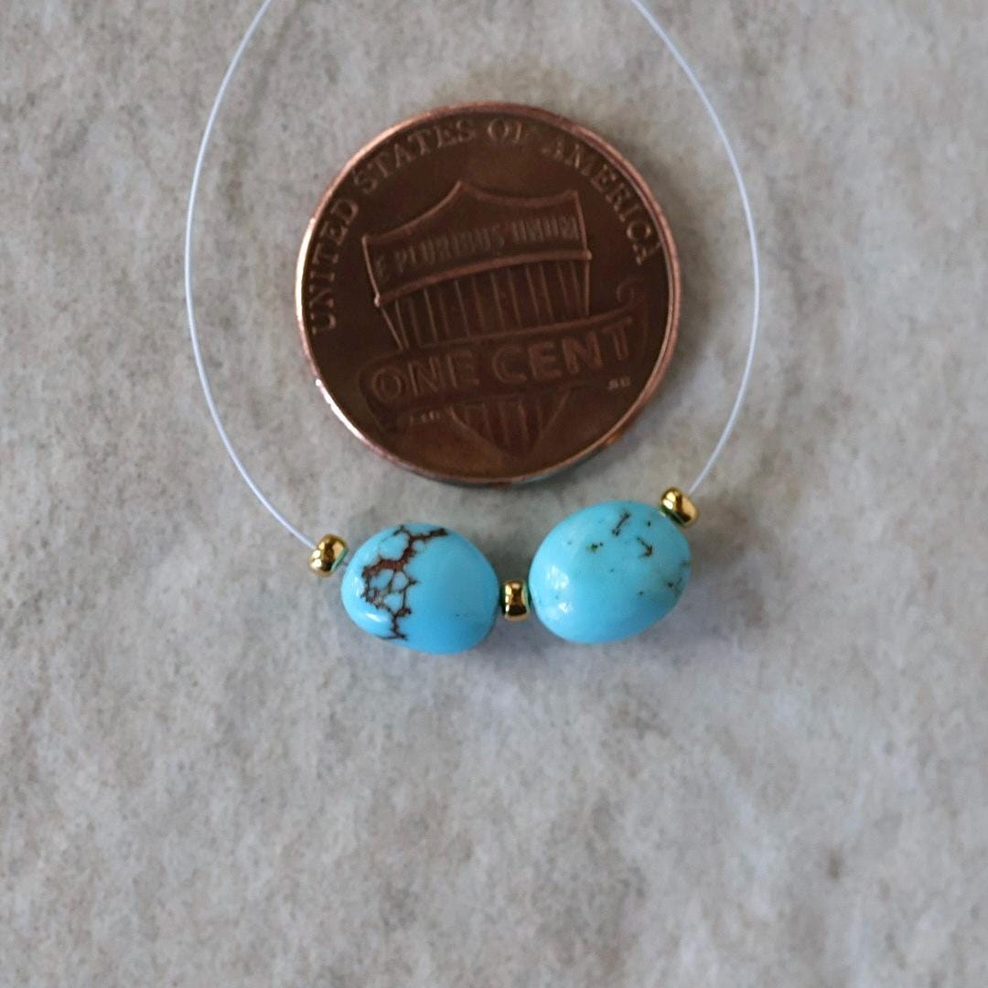 Rare 6mm Egyptian Prince Turquoise Beads Smooth Oval Nugget 2 Pcs Natural Gemstone for DIY Jewelry Making