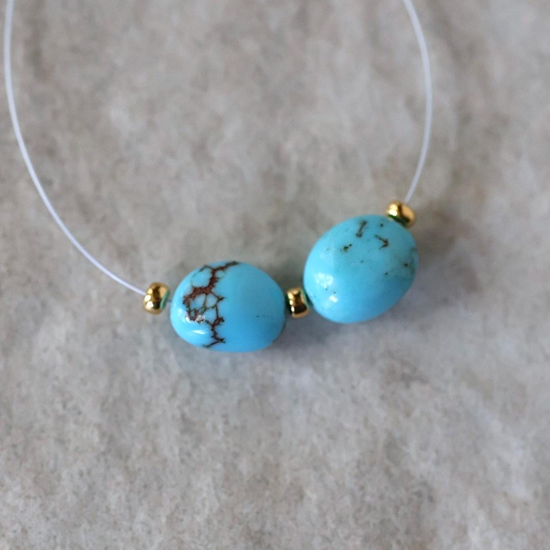 Rare 6mm Egyptian Prince Turquoise Beads Smooth Oval Nugget 2 Pcs Natural Gemstone for DIY Jewelry Making