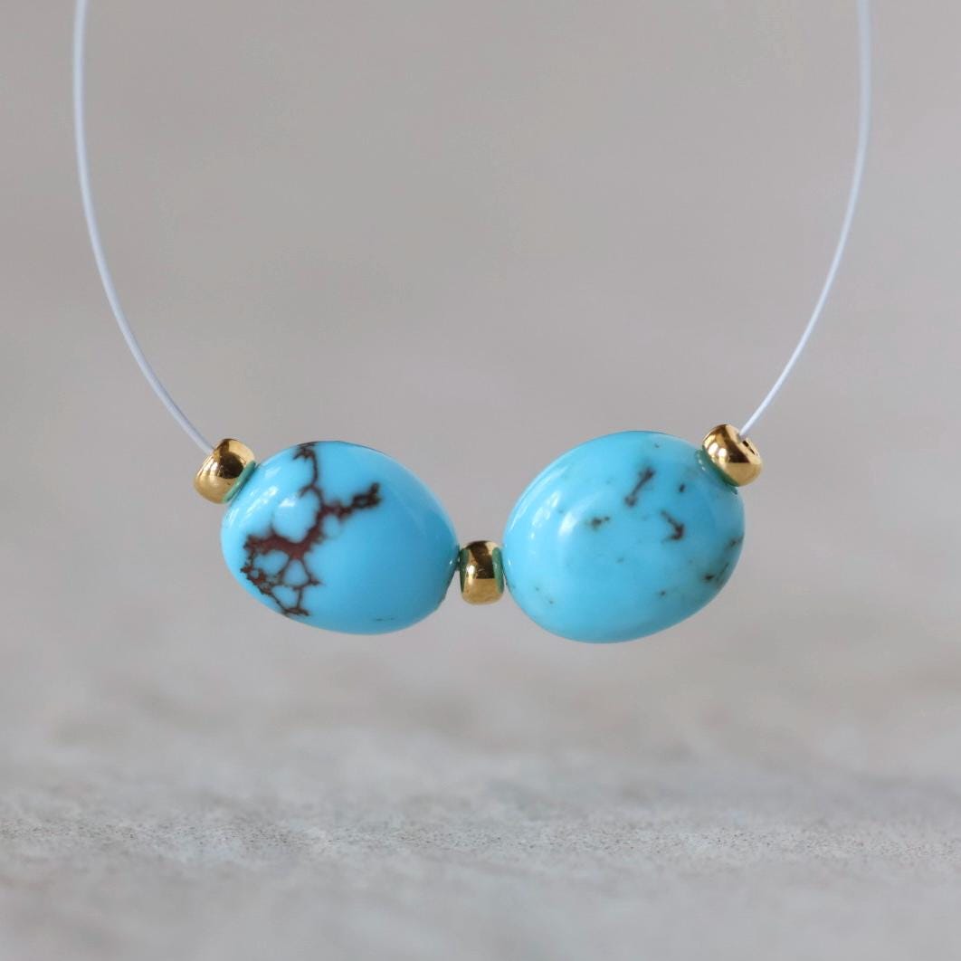 Rare 6mm Egyptian Prince Turquoise Beads Smooth Oval Nugget 2 Pcs Natural Gemstone for DIY Jewelry Making