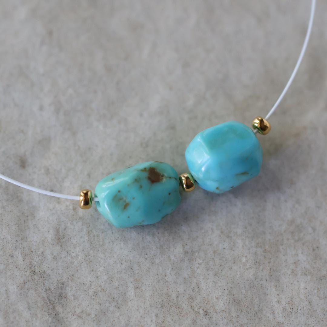 Rare 6mm Mina Maria Turquoise Beads Smooth Nugget 2 Pcs Natural Sonora Mexico Turquoise Gemstone for DIY Jewelry Making