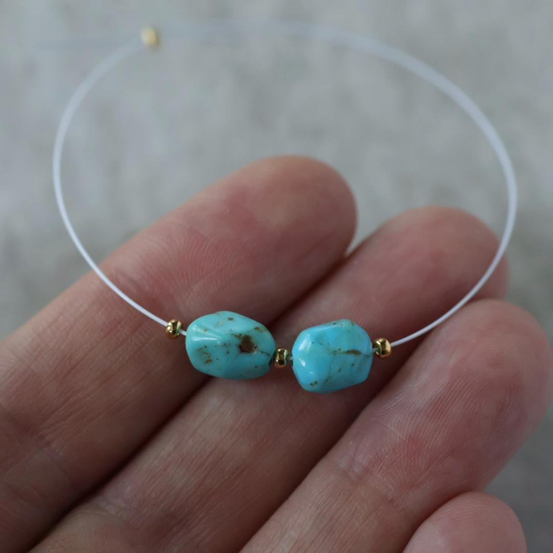 Rare 6mm Mina Maria Turquoise Beads Smooth Nugget 2 Pcs Natural Sonora Mexico Turquoise Gemstone for DIY Jewelry Making