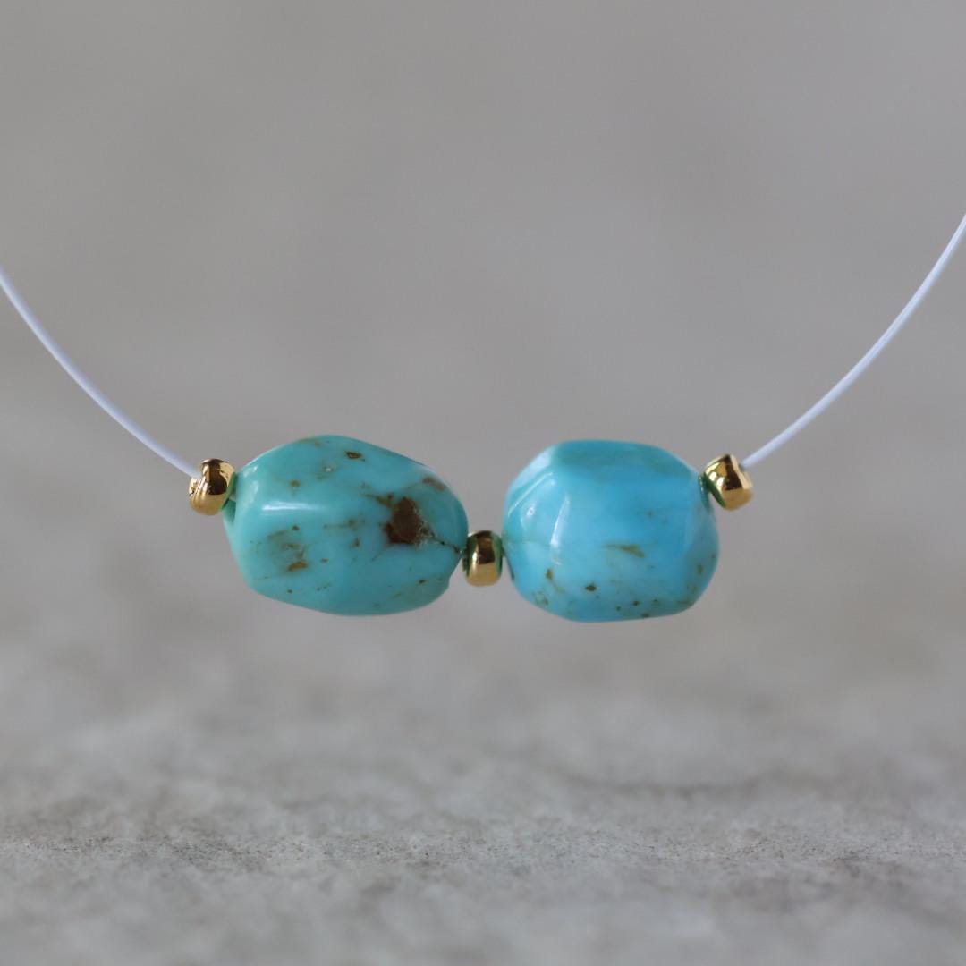 Rare 6mm Mina Maria Turquoise Beads Smooth Nugget 2 Pcs Natural Sonora Mexico Turquoise Gemstone for DIY Jewelry Making