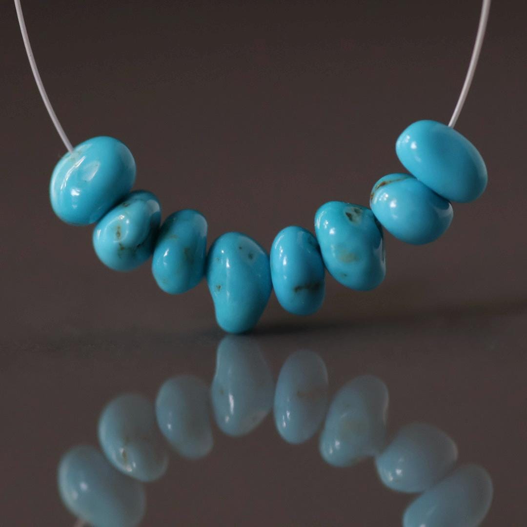 Rare AAA Blue Ridge Orvil Jack Turquoise Nugget Beads Smooth 4-6mm 8 PCs Nevada Turquoise Gemstone Beads DIY Jewelry Making