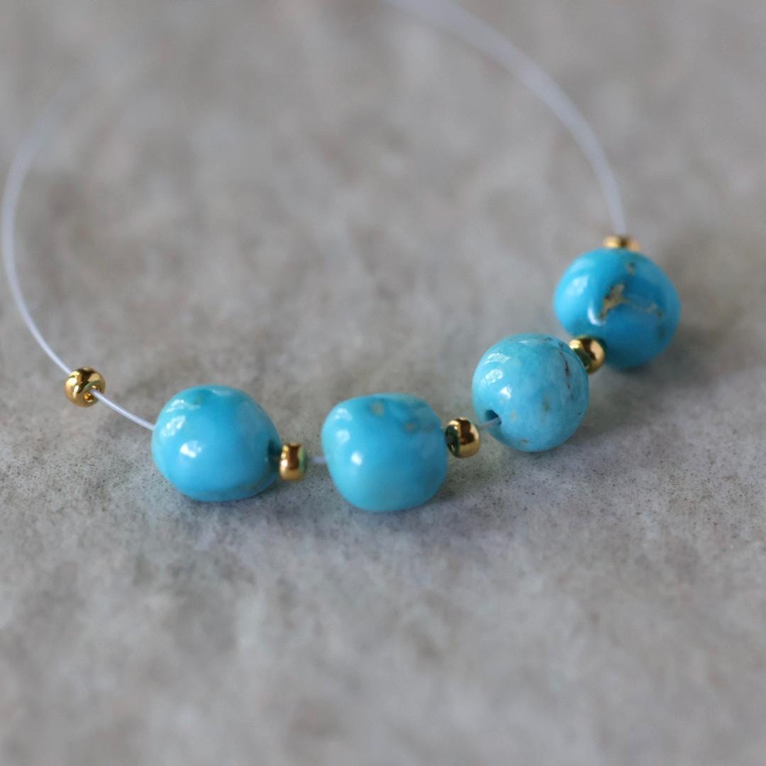 Rare AAA Blue Ridge Orvil Jack Turquoise Nugget Beads Smooth 6mm 4PCs Nevada Turquoise Gemstone Beads DIY Jewelry Making