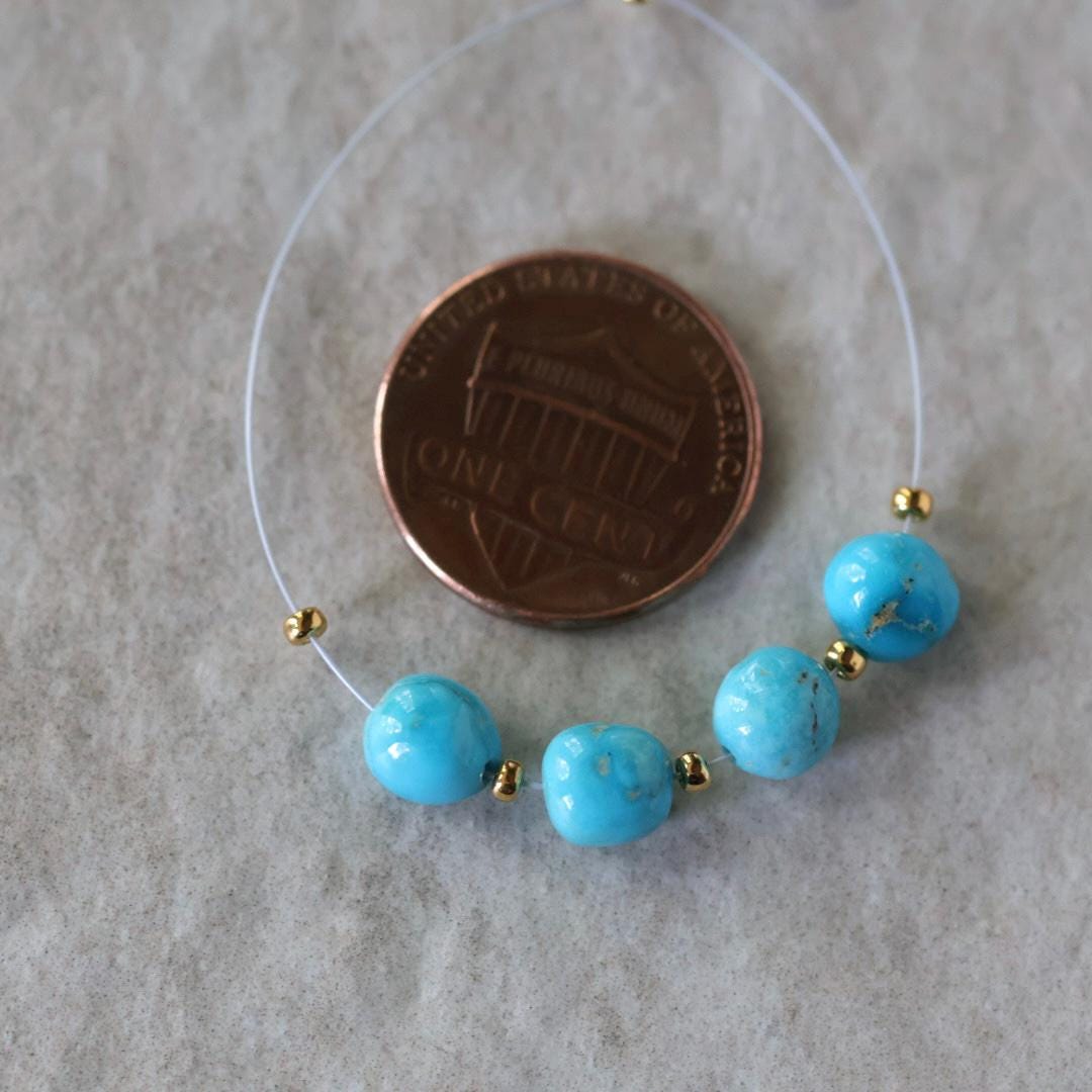 Rare AAA Blue Ridge Orvil Jack Turquoise Nugget Beads Smooth 6mm 4PCs Nevada Turquoise Gemstone Beads DIY Jewelry Making