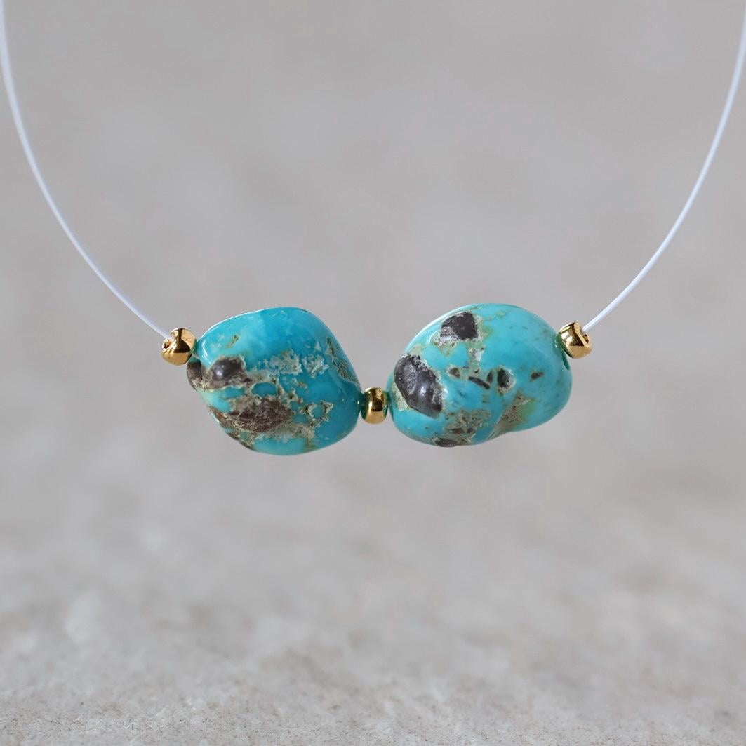 Rare AAA Carico Lake Turquoise Nugget Beads Smooth 7x10mm 2 PCs Nevada Turquoise Gemstone Beads DIY Jewelry Making
