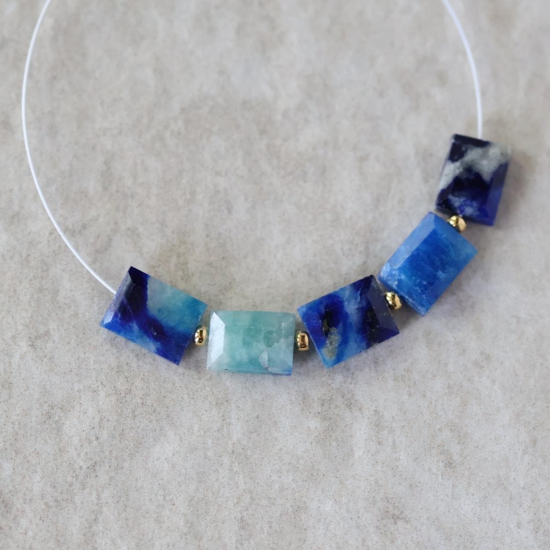 Rare Afghanite Rectangle Beads Faceted Baguette Natural Blue Gemstone 6x8mm 5 Pcs For DIY Jewelry Making