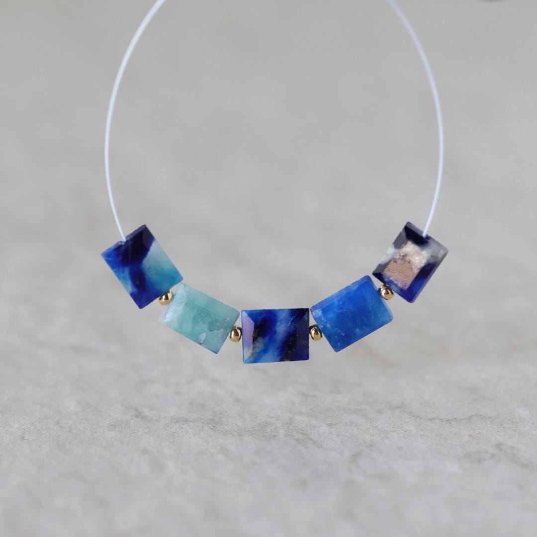 Rare Afghanite Rectangle Beads Faceted Baguette Natural Blue Gemstone 6x8mm 5 Pcs For DIY Jewelry Making