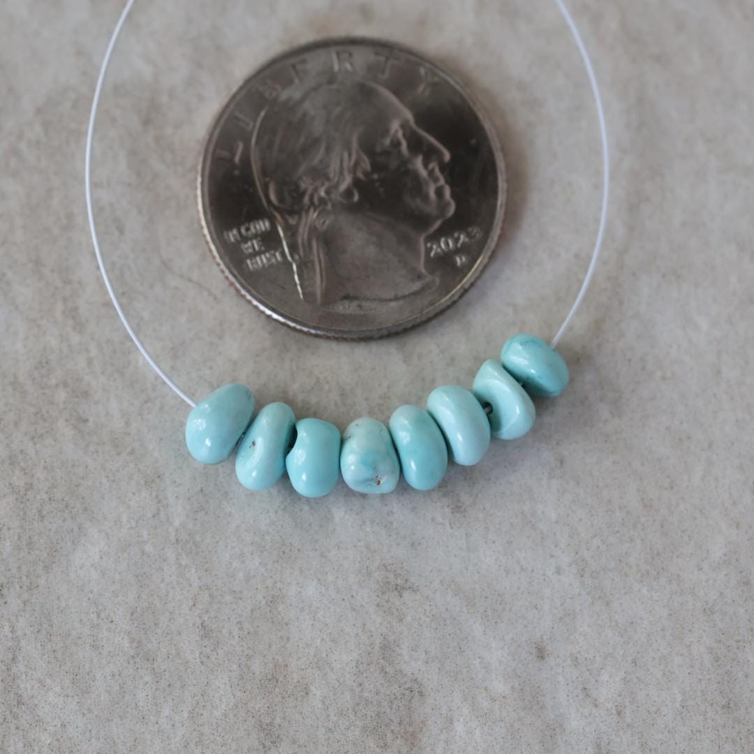 Rare Ethereal Sky Blue Lone Mountain Turquoise Nugget Beads Smooth 5-6mm 8 PCs Nevada Turquoise Gemstone Beads DIY Jewelry Making