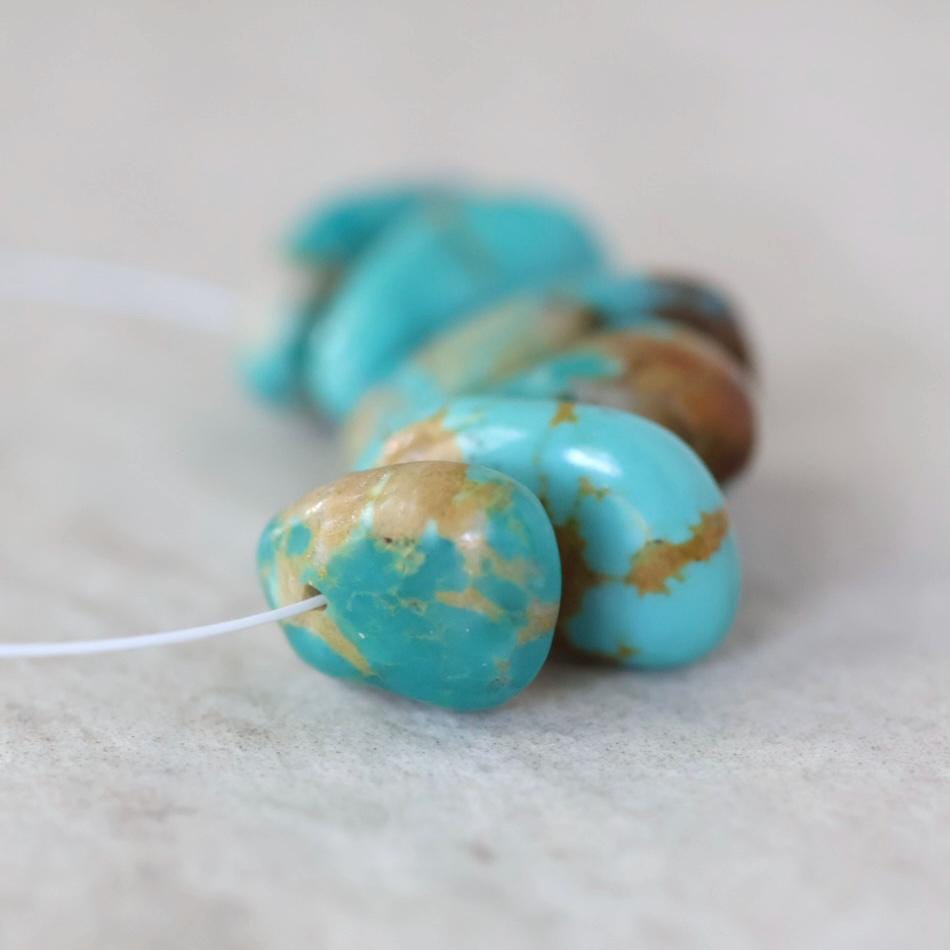 Rare Fox Nevada Turquoise Chip Beads Petal Nuggets Smooth 12-14mm 6 PCs Gemstone Beads DIY Jewelry Making December Birthstone