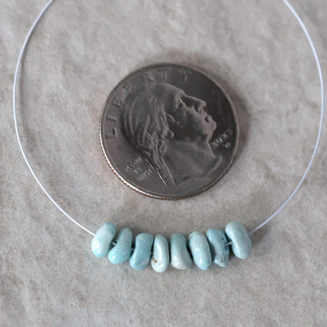 Rare Ice Blue Lone Mountain Turquoise Nugget Beads Smooth 5-6mm 8 PCs Nevada Turquoise Gemstone Beads DIY Jewelry Making
