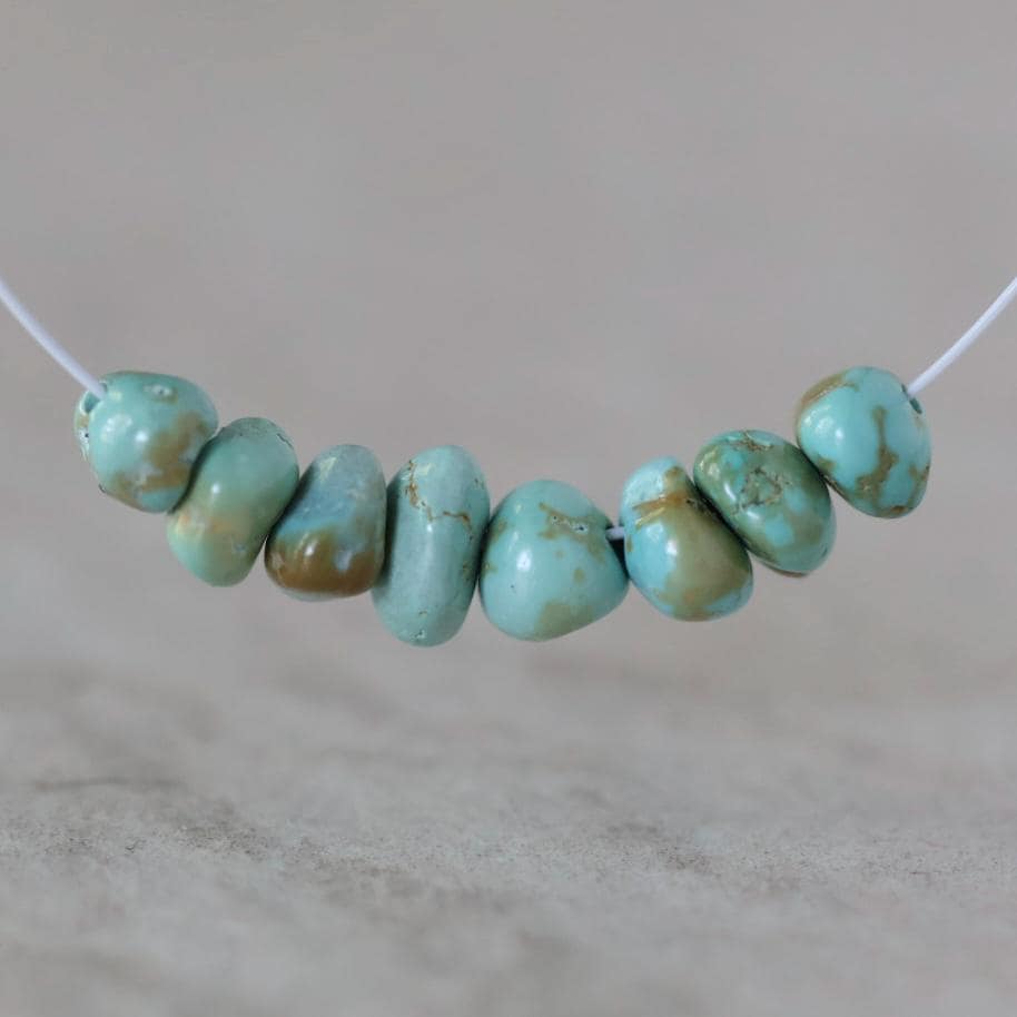 Rare Lone Mountain Turquoise Nugget Beads Smooth 6-7mm 8 PCs Nevada Turquoise Gemstone Beads DIY Jewelry Making December Birthstone