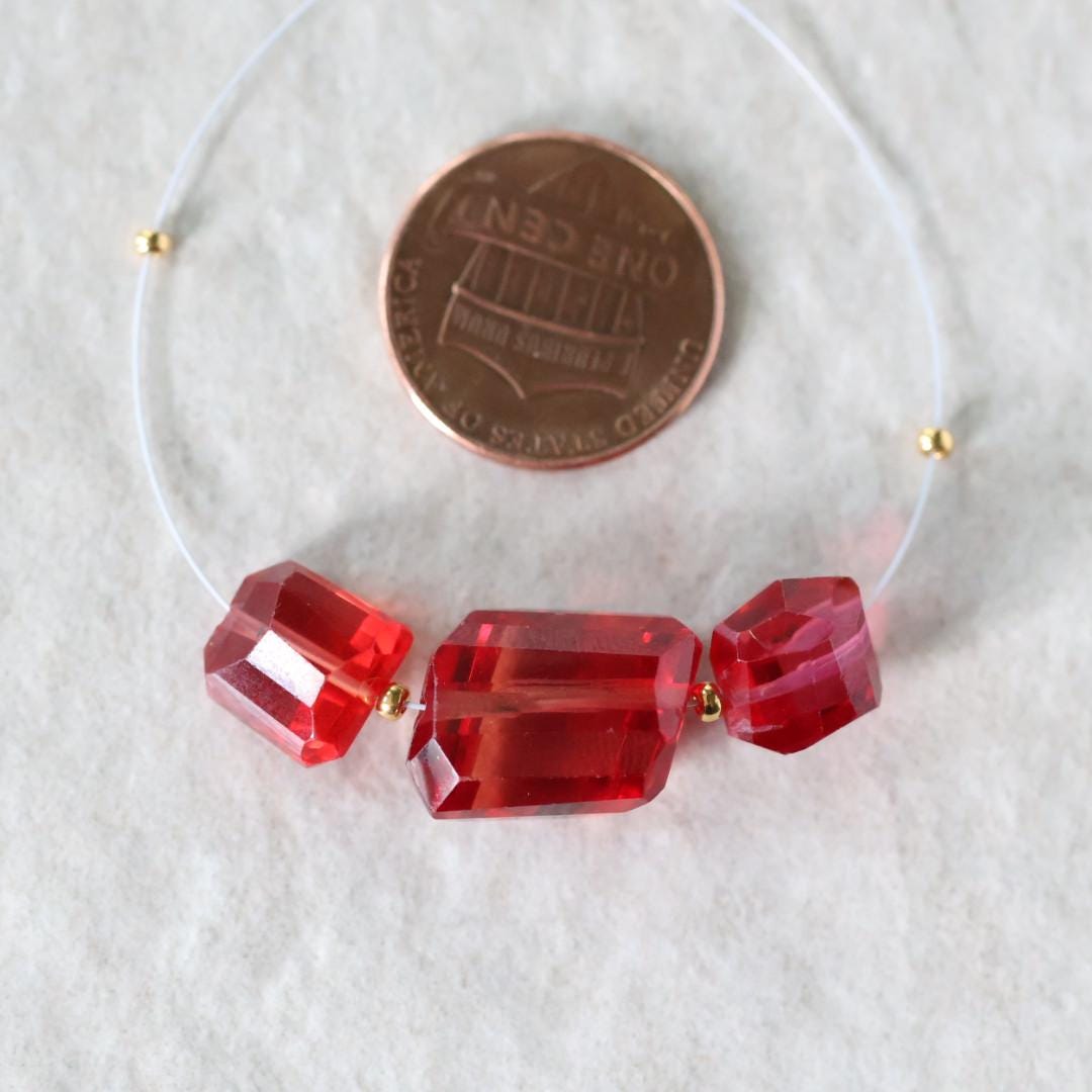 Rare Padparadscha Sapphire Faceted Bead 13mm x 11mm Nugget Stone Chunk Gemstone Bead for Jewelry Making Beading Craft Gift Bead