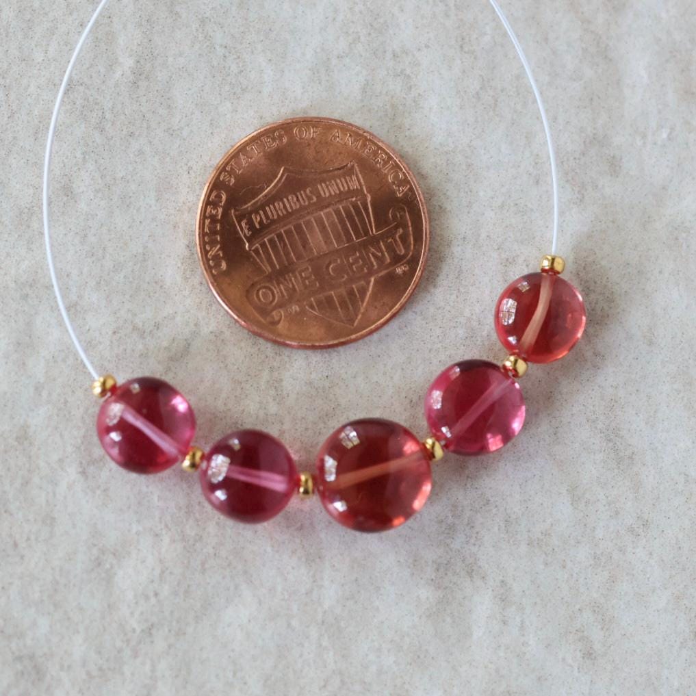 Rare Red Padparadscha Sapphire Coin Beads Smooth 5 PCs 6-9mm Gemstone Beads for DIY Jewelry Making Supplies September Birthstone