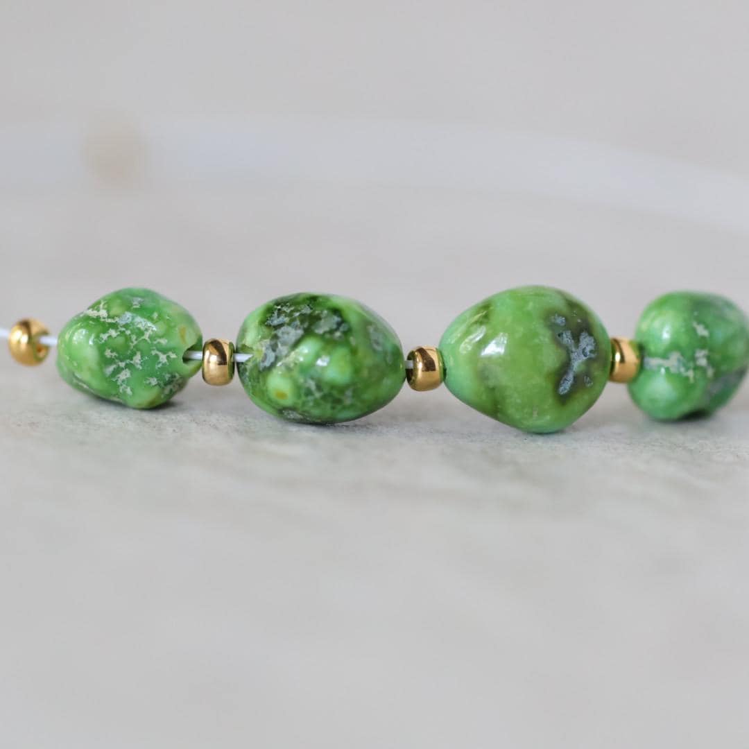 Rare Vivid Sonoran Gold Turquoise Nugget Beads Smooth 6mm 4 PCs Natural Mexican Turquoise Green Gemstone DIY Jewelry Making