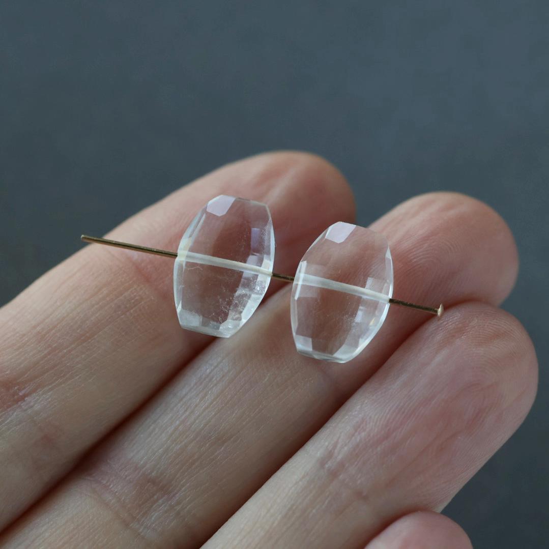 Rock Quartz Marquise Beads - Faceted Briolette Natural Gemstone 2 Pcs