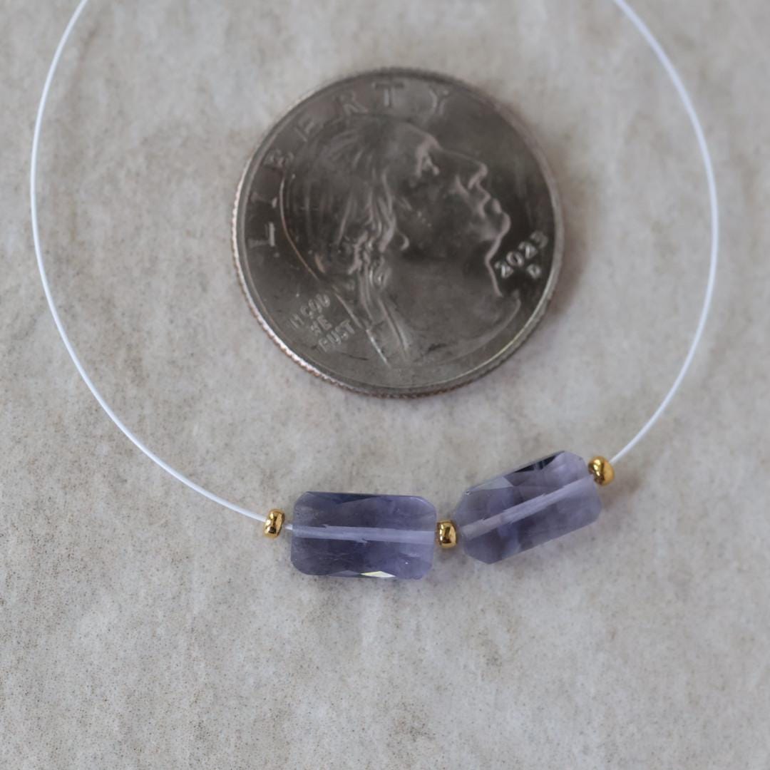 Top Quality AAA Iolite Beads Rectangle Faceted Pillow 6x8mm 2 Pcs Natural Gemstone Beads for DIY Jewelry Making DIY Necklace Earrings