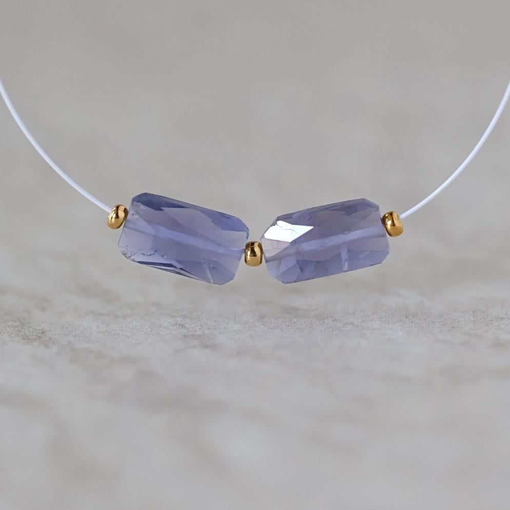 Top Quality AAA Iolite Beads Rectangle Faceted Pillow 6x8mm 2 Pcs Natural Gemstone Beads for DIY Jewelry Making DIY Necklace Earrings