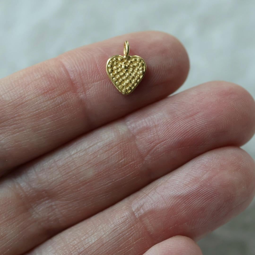 Textured Heart Charm Pendant 24k Gold Vermeil Sterling Silver 1 Piece for DIY Jewelry Making