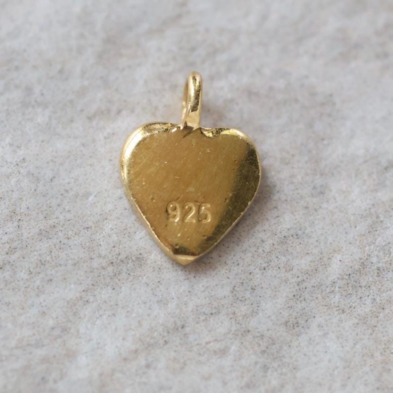 Textured Heart Charm Pendant 24k Gold Vermeil Sterling Silver 1 Piece for DIY Jewelry Making