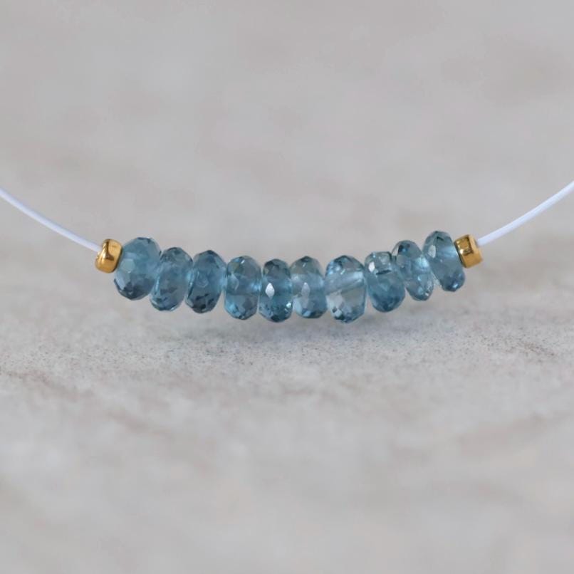 Tiny 3mm Natural London Blue Topaz Bead Faceted Rondelle Natural Gemstone for DIY Jewelry Making Supplies Earrings