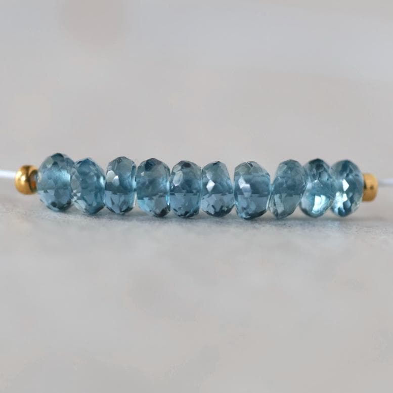 Tiny 3mm Natural London Blue Topaz Bead Faceted Rondelle Natural Gemstone for DIY Jewelry Making Supplies Earrings