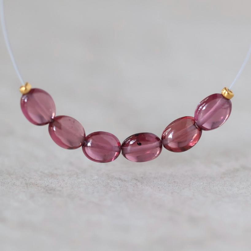 Tiny AAA Malawi Pink Garnet Oval Beads Smooth Gem Quality 6 Pcs Natural Gemstone for DIY Jewelry Making Earrings Necklace