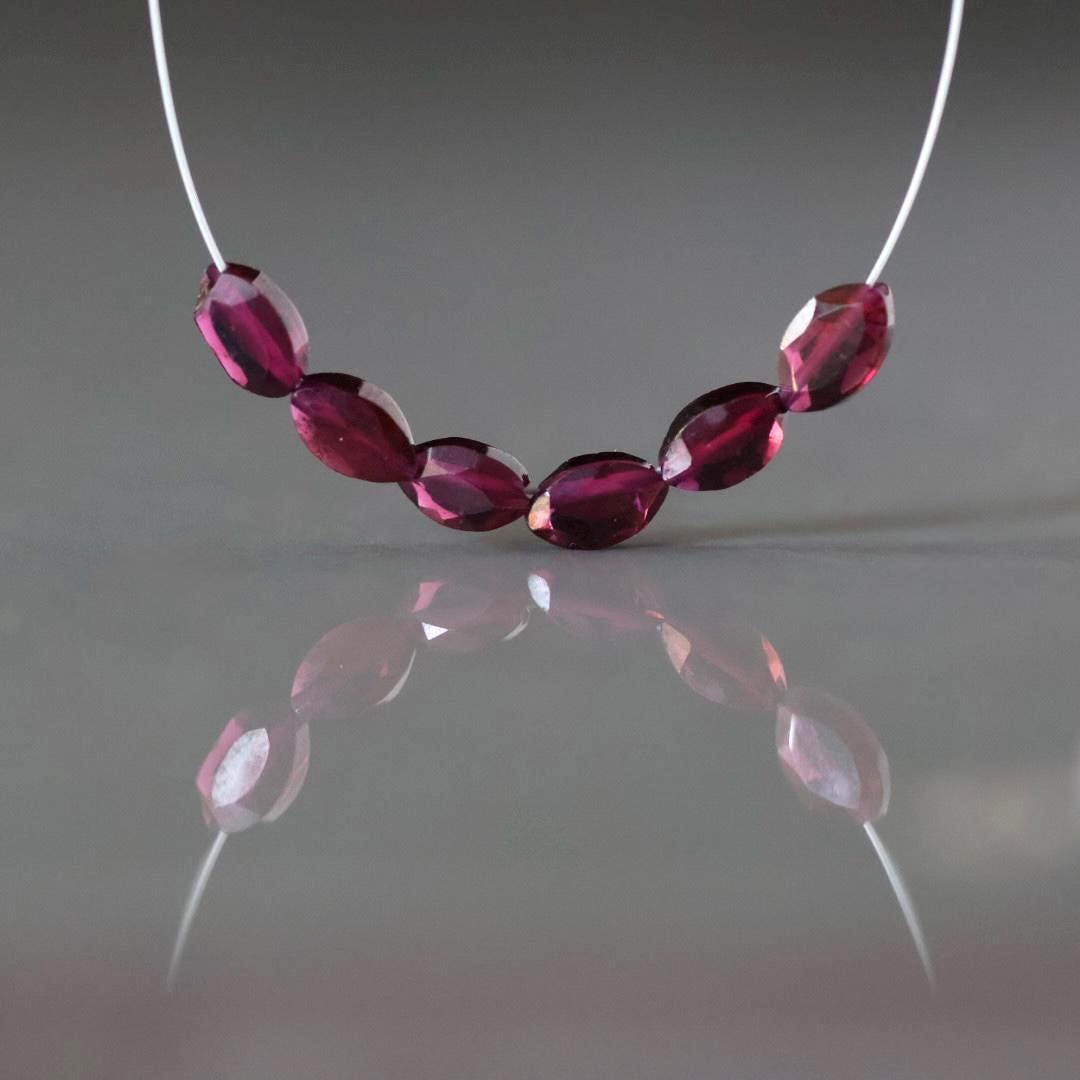 Tiny Rhodolite Garnet Marquise Beads – Faceted Natural Gemstone