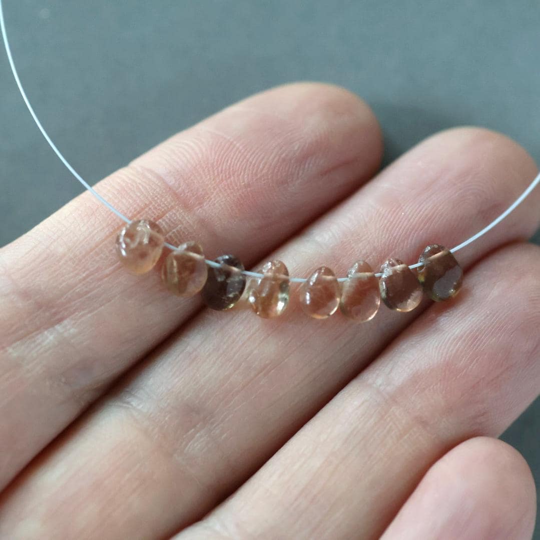 Tiny Andalusite Briolette Beads – Smooth Teardrop Natural Gemstone