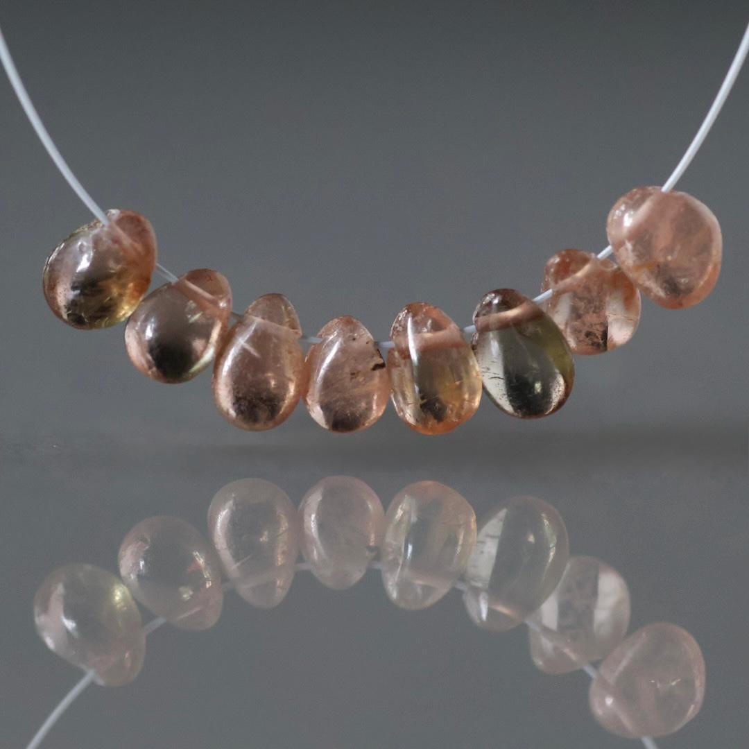 Tiny Andalusite Briolette Beads – Smooth Teardrop Natural Gemstone