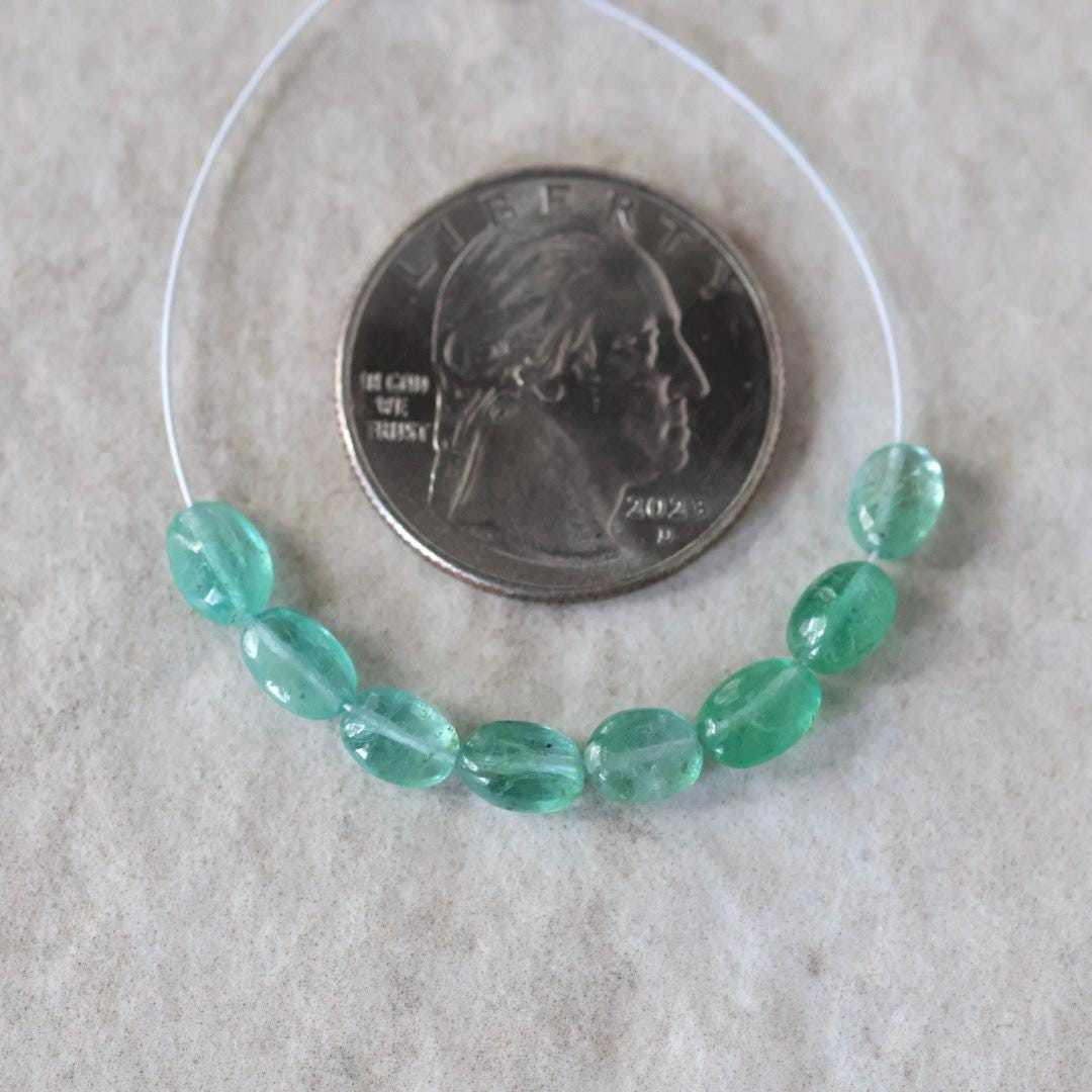 Tiny Genuine Colombian Emerald Oval Beads Smooth 3-4x6mm Mini Nuggets Natural Gemstone for DIY Jewelry Making