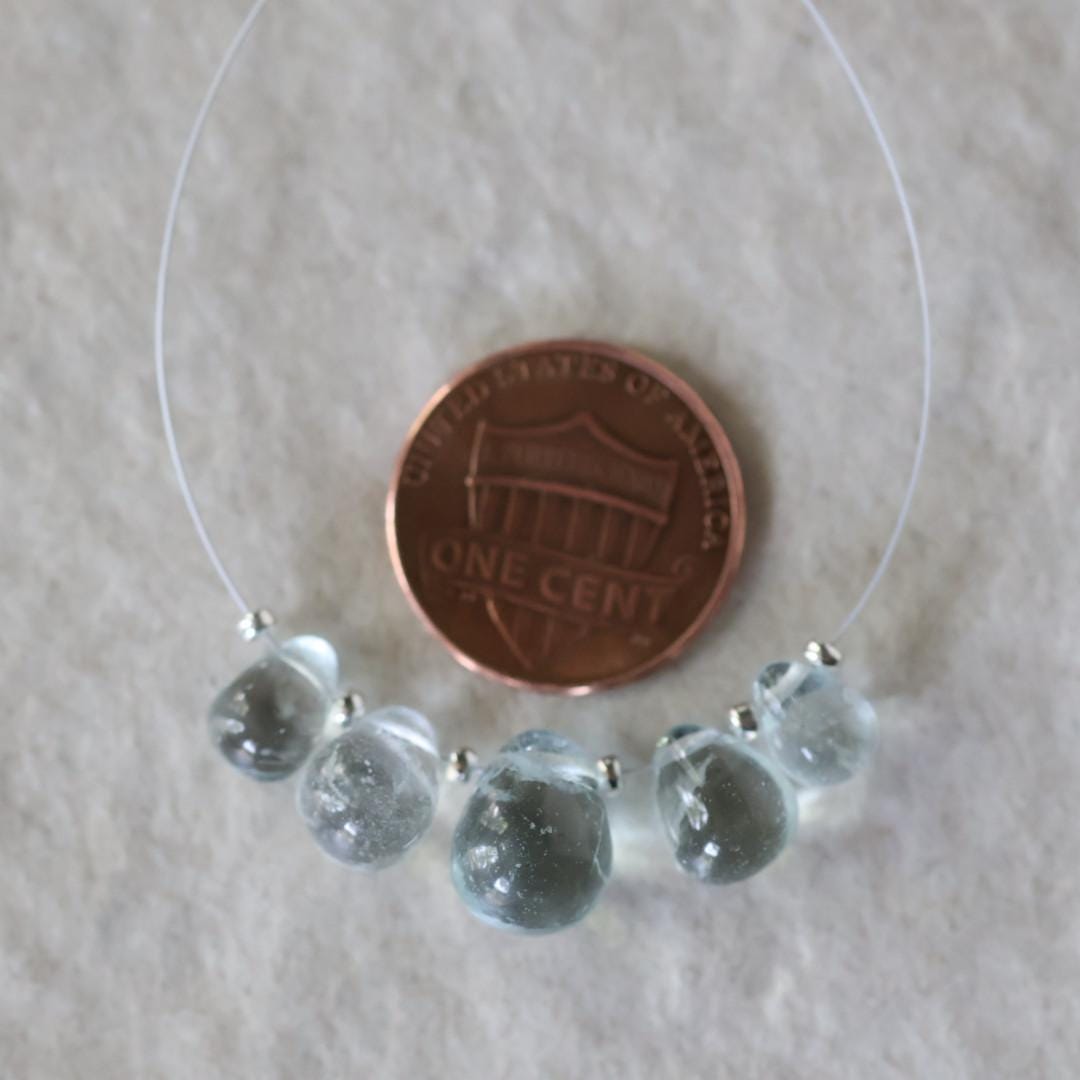 Tiny Natural Aquamarine Faceted Briolette Beads Tear Drops Pear 5-7mm Sparkly Gemstone Beads March Birthstone DIY Jewelry