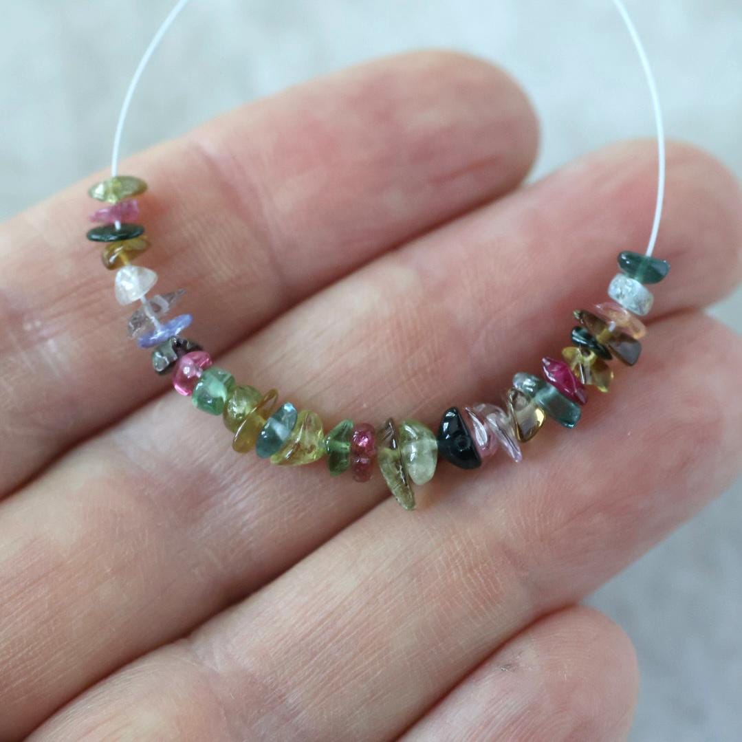 Tiny Rare Congo Multi Tourmaline Beads Chips Colorful Nuggets 2” Natural Gemstone for DIY Jewelry Making
