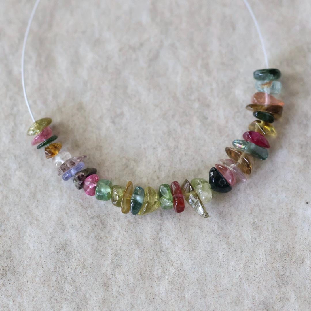 Tiny Rare Congo Multi Tourmaline Beads Chips Colorful Nuggets 2” Natural Gemstone for DIY Jewelry Making