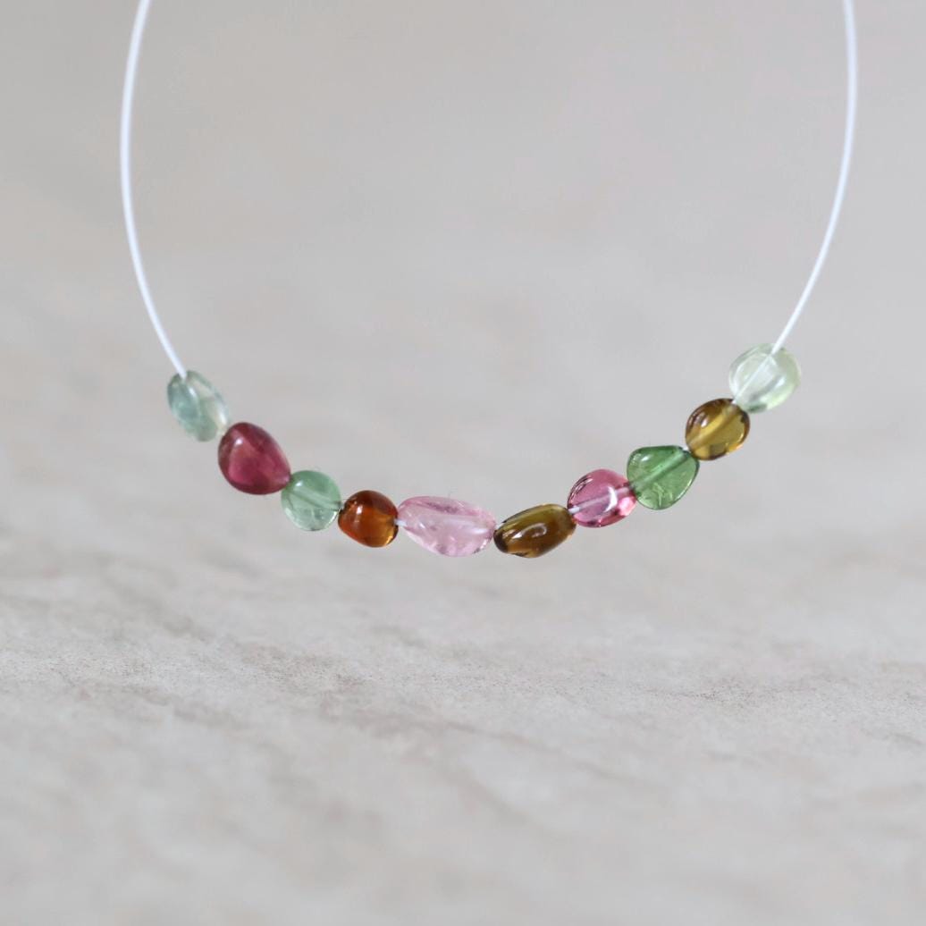 Tiny Rare Congo Multi Tourmaline Beads Smooth Nuggets Oval 10 Pcs Genuine Gemstone for DIY Jewelry Making